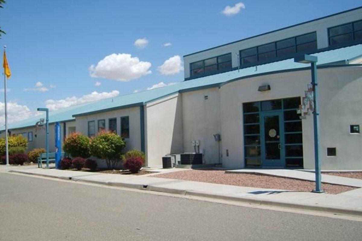 Angled view of the entrance to the San Juan College West Campus located in Kirtland.